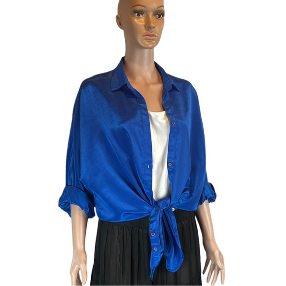 AnNa Clothing Tunic Long Sleeve Button Down, Blue |2X - Picture 6 of 16